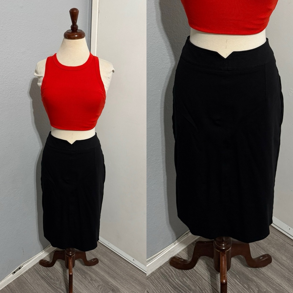 Virtue Women Elegant Black Pencil Stretchy Business Casual Skirt Size‎ 8